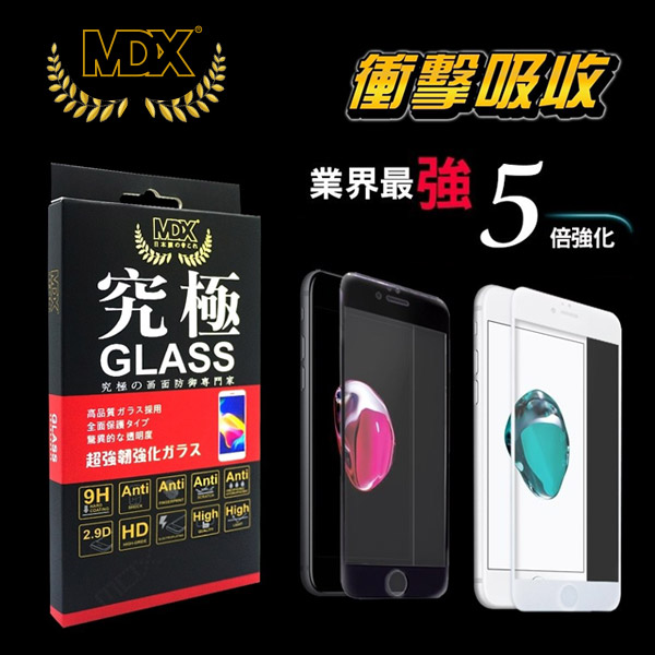 MDX iPhone 全系列<br>2.9D五倍強化滿版鋼化膜<br>(共11種規格)